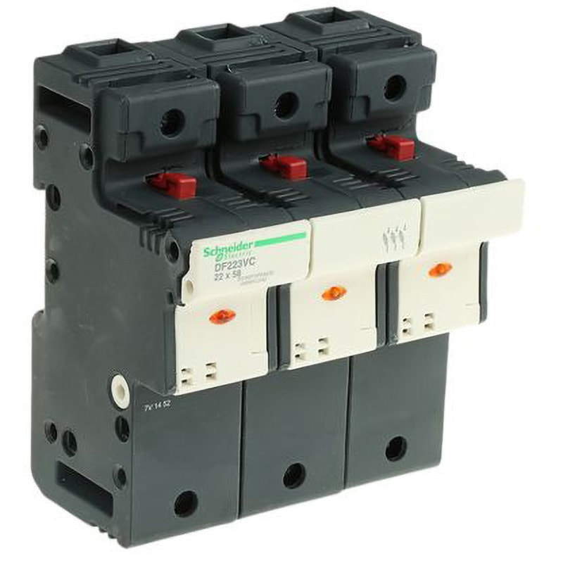 DF223VC レール取り付け表示ヒューズホルダ Schneider Electric 125A， 690V シュナイダーエレクトリック 適合ヒューズ管サイズΦ22×58mm 1個 DF223VC