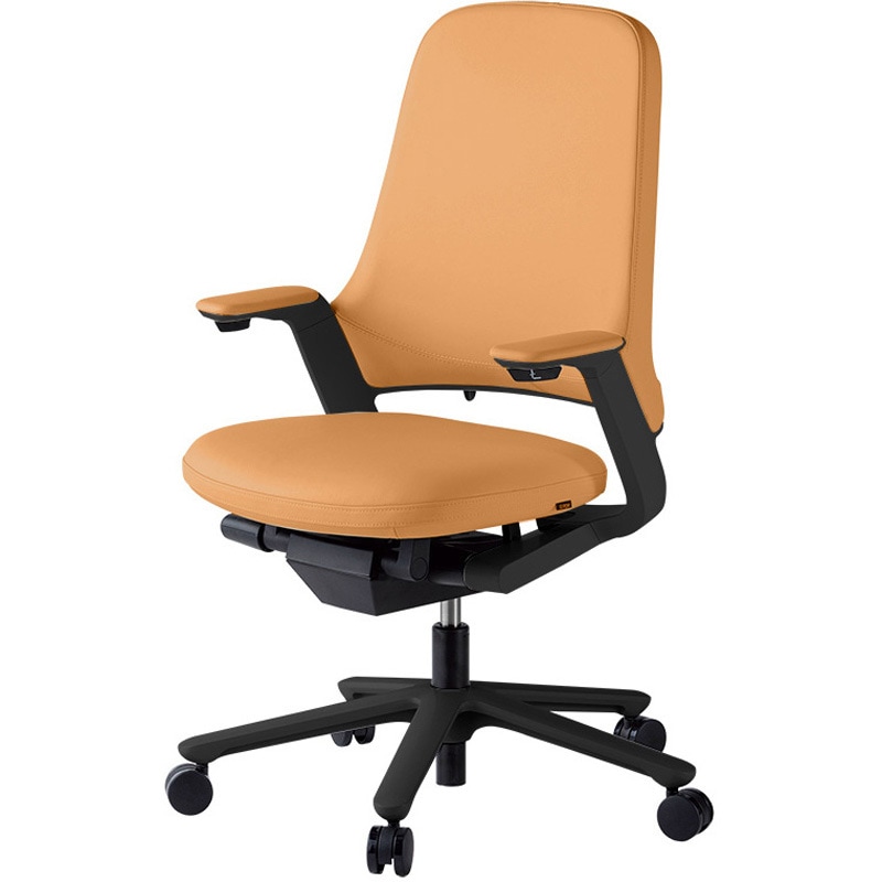 KJ-215LM-T1F4 レオニスチェア レザータイプ ハイバック アルミ塗装脚＜配送時組立サービス付＞ イトーキ 固定肘付 キャスターあり 色(ベース)T1/ブラック 高さ995mm幅690mm奥行660mm  KJ-215LM-T1F4