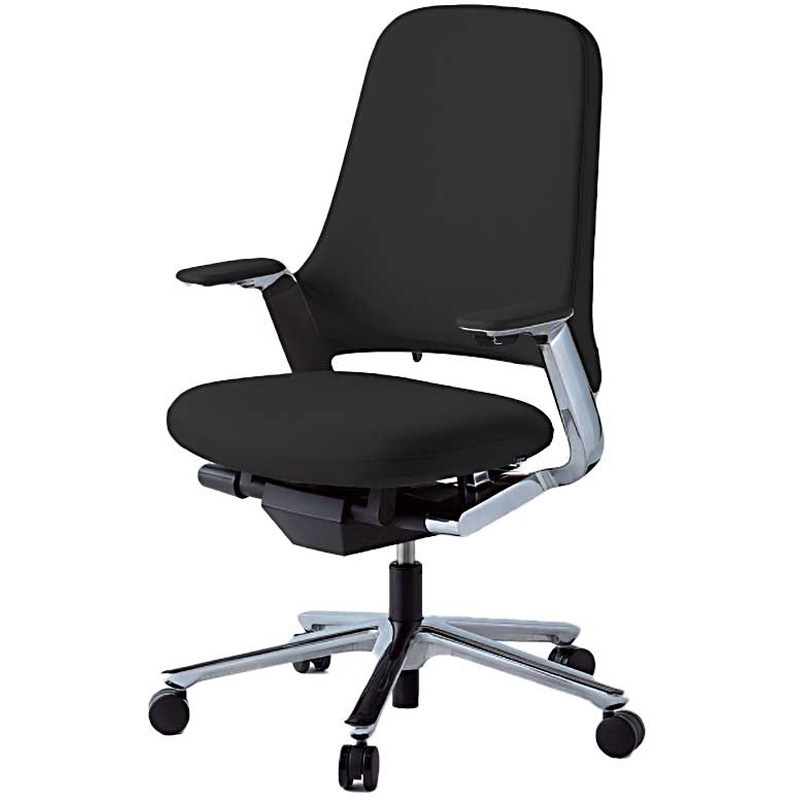 KJ-215GV-Z9T1 レオニスチェア クロスタイプ ハイバック アルミミラー脚＜配送時組立サービス付＞ イトーキ キャスターあり 固定肘付