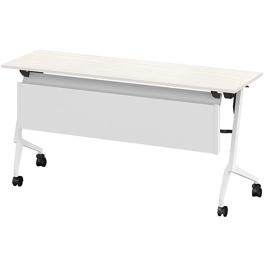 THN-154MSL-W961 折りたたみテーブル スレント 配線ダクト スチール幕板付 棚付 リフトロックキャスター＜配送時組立サービス付＞ 1台 イトーキ 【通販モノタロウ】