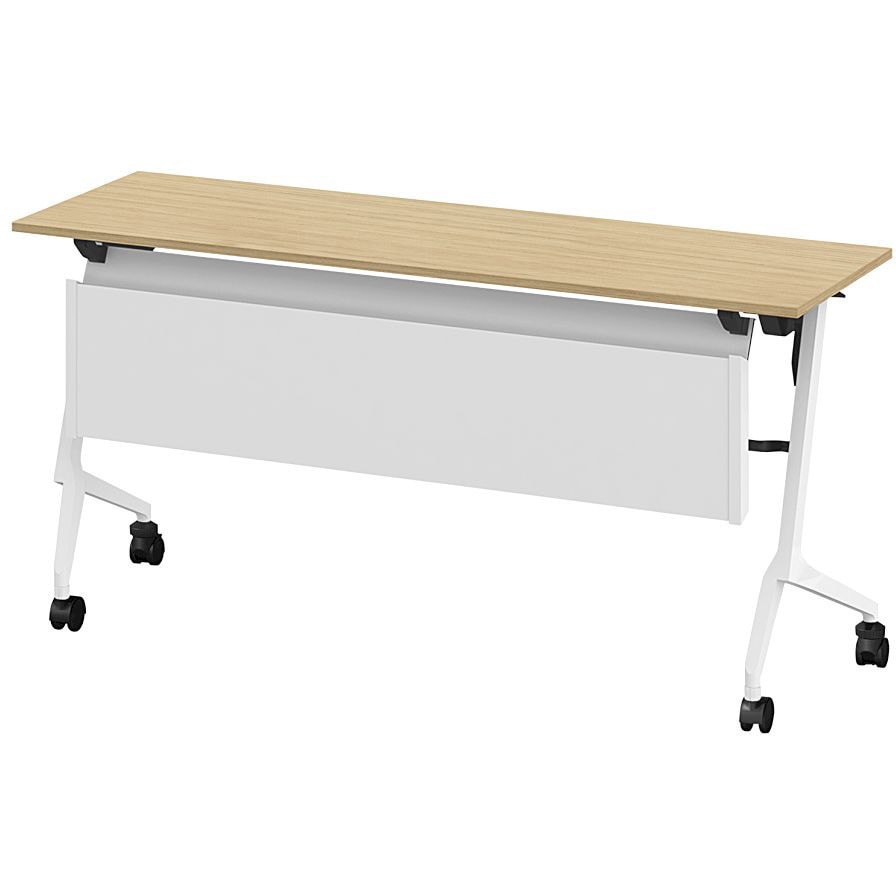 THN-154MSL-W992 折りたたみテーブル スレント 配線ダクト スチール幕板付 棚付 リフトロックキャスター＜配送時組立サービス付＞ 1台 イトーキ 【通販モノタロウ】