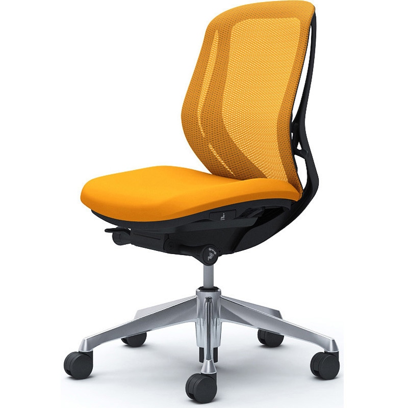 C631BR FMR8 シルフィー 肘なし 背メッシュ ロー ブラックボディ ハンガー無 ランバー無 アルミ脚 オカムラ(岡村製作所) オレンジ色   C631BR FMR8