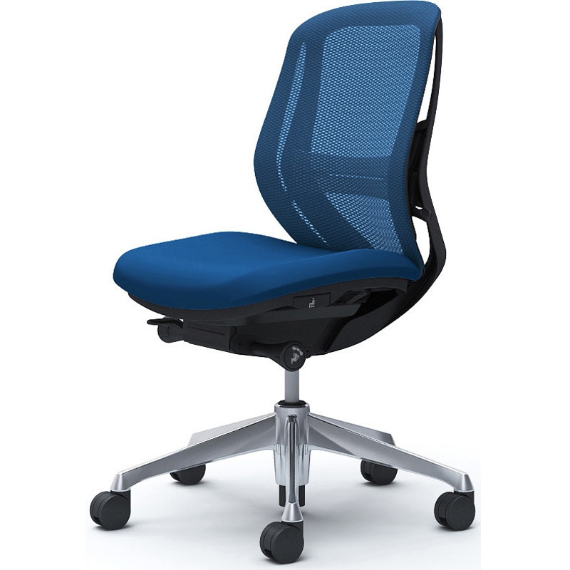 C631BS FMP3 シルフィー 肘なし 背メッシュ ロー ブラックボディ ハンガー無 ランバー有 アルミ脚 オカムラ(岡村製作所) ミディアムブルー色   C631BS FMP3