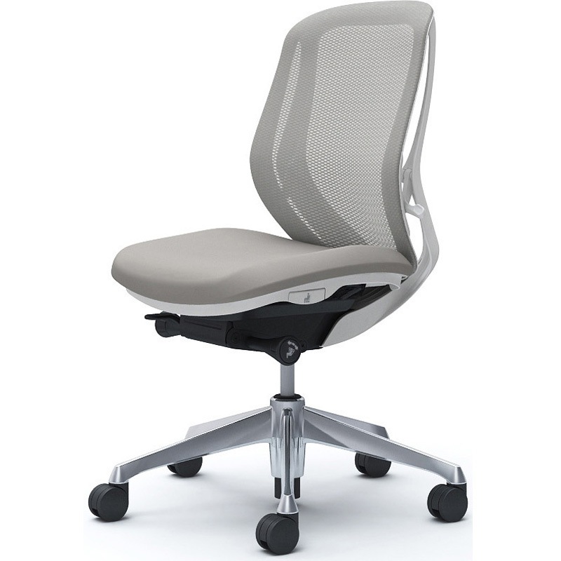 C631BW FMR3 シルフィー 肘なし 背メッシュ ロー ホワイトボディ ハンガー無 ランバー無 アルミ脚 オカムラ(岡村製作所) ライトグレー色   C631BW FMR3