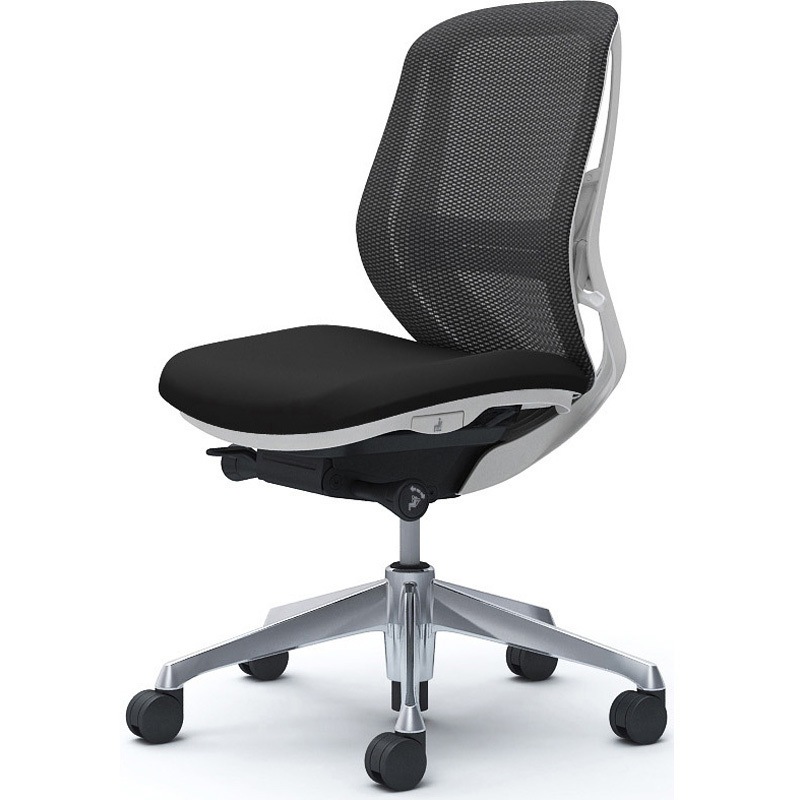 C631BZ FMP1 シルフィー 肘なし 背メッシュ ロー ホワイトボディ ハンガー無 ランバー有 アルミ脚 オカムラ(岡村製作所) ブラック色   C631BZ FMP1