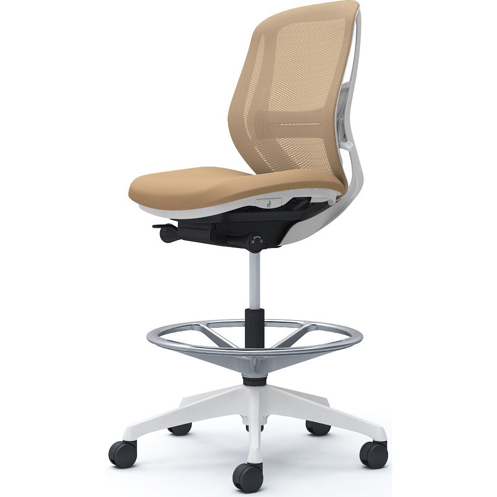 C631JZ FMP7 シルフィー 肘なし 背メッシュ ロー ハイチェア ホワイトボディ ハンガー無 ランバー付 樹脂脚 1脚 オカムラ(岡村製作所) 【通販モノタロウ】