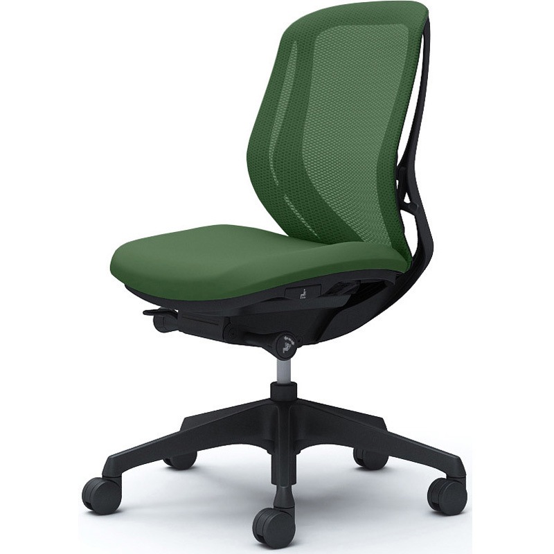 C631XR FMR5 シルフィー 肘なし 背メッシュ ロー ブラックボディ ハンガー無 ランバー無 樹脂脚 オカムラ(岡村製作所) ダークグリーン色   C631XR FMR5