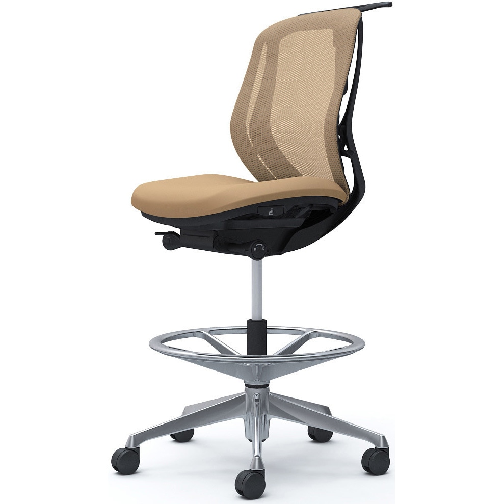 C632HR FMP7 シルフィー 肘なし 背メッシュ ロー ハイチェア ブラックボディ ハンガー付 ランバー無 アルミ脚 1脚 オカムラ(岡村製作所) 【通販モノタロウ】