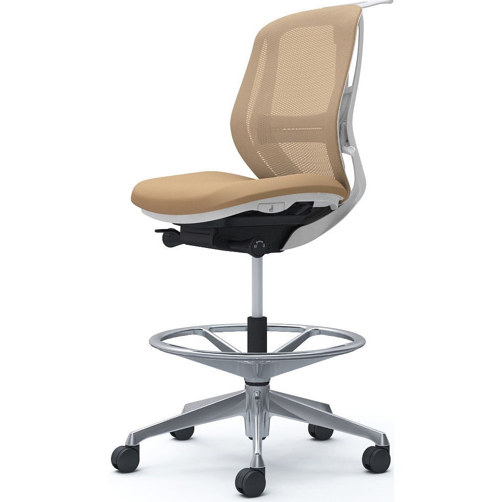 C632HZ FMP7 シルフィー 肘なし 背メッシュ ロー ハイチェア ホワイトボディ ハンガー付 ランバー付 アルミ脚 1脚 オカムラ(岡村製作所) 【通販モノタロウ】