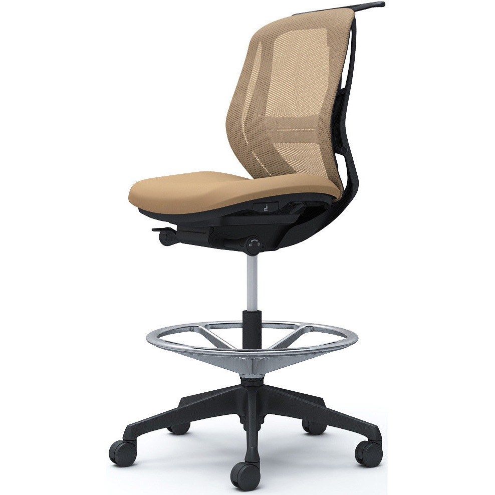 C632JS FMP7 シルフィー 肘なし 背メッシュ ロー ハイチェア ブラックボディ ハンガー付 ランバー付 樹脂脚 1脚 オカムラ(岡村製作所) 【通販モノタロウ】