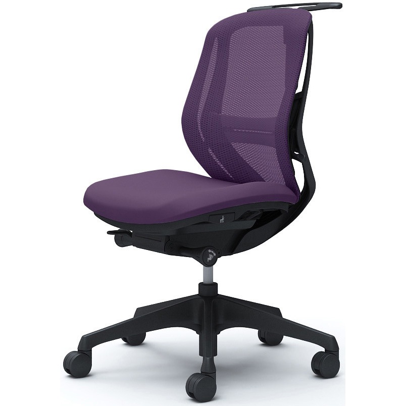 C632XS FMP0 シルフィー 肘なし 背メッシュ ロー ブラックボディ ハンガー有 ランバー有 樹脂脚 オカムラ(岡村製作所) パープル色   C632XS FMP0