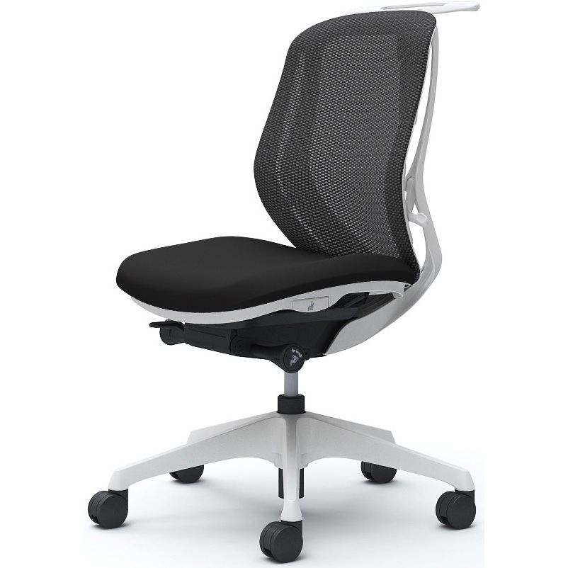 C632XW FMP1 シルフィー 肘なし 背メッシュ ロー ホワイトボディ ハンガー有 ランバー無 樹脂脚 オカムラ(岡村製作所) ブラック色   C632XW FMP1