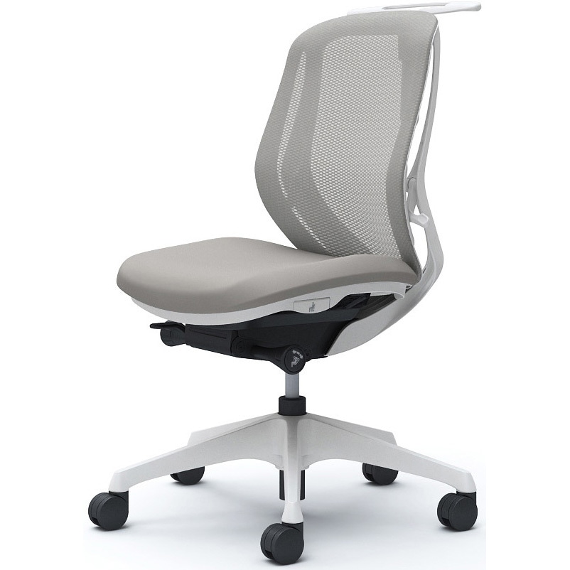 C632XW FMR3 シルフィー 肘なし 背メッシュ ロー ホワイトボディ ハンガー有 ランバー無 樹脂脚 オカムラ(岡村製作所) ライトグレー色   C632XW FMR3