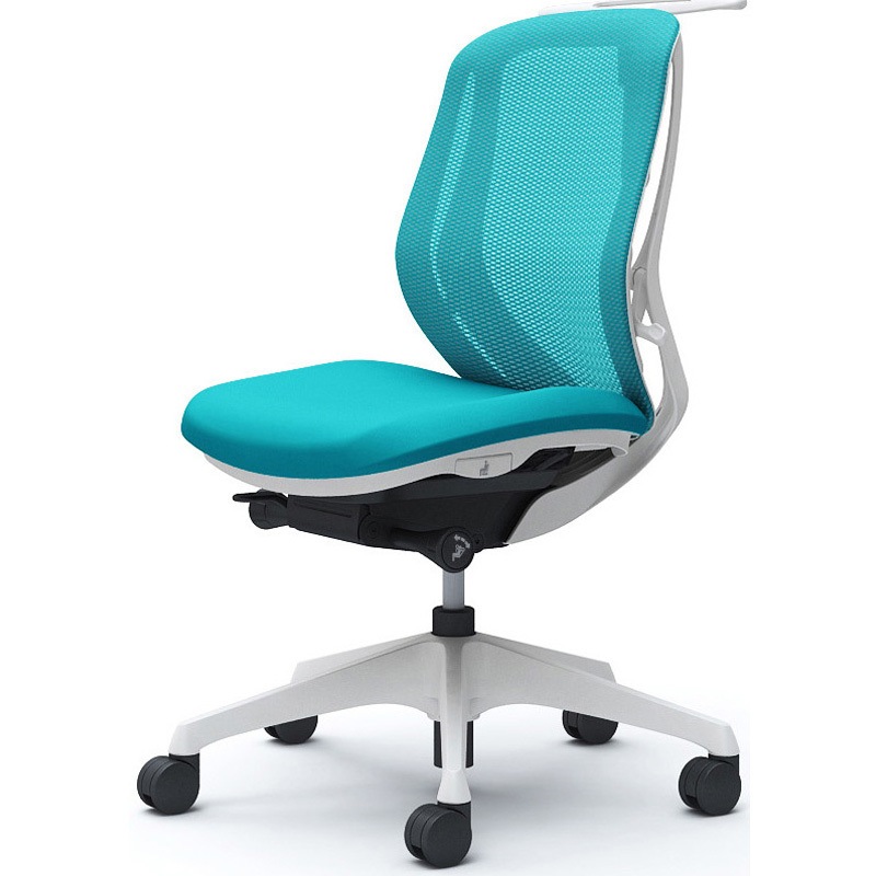 C632XW FMR6 シルフィー 肘なし 背メッシュ ロー ホワイトボディ ハンガー有 ランバー無 樹脂脚 オカムラ(岡村製作所) ブルーグリーン色   C632XW FMR6