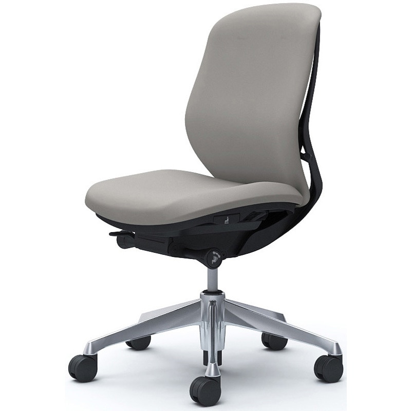 C633BR FSG3 シルフィー 肘なし 背クッション ロー ブラックボディ ハンガー無 ランバー無 アルミ脚 オカムラ(岡村製作所) ライトグレー色   C633BR FSG3