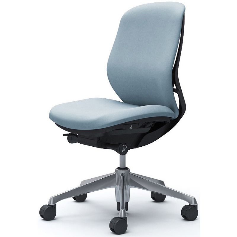 C633BR FXW9 シルフィー 肘なし 背クッション ロー ブラックボディ ハンガー無 ランバー無 アルミ脚 オカムラ(岡村製作所) セージ色   C633BR FXW9