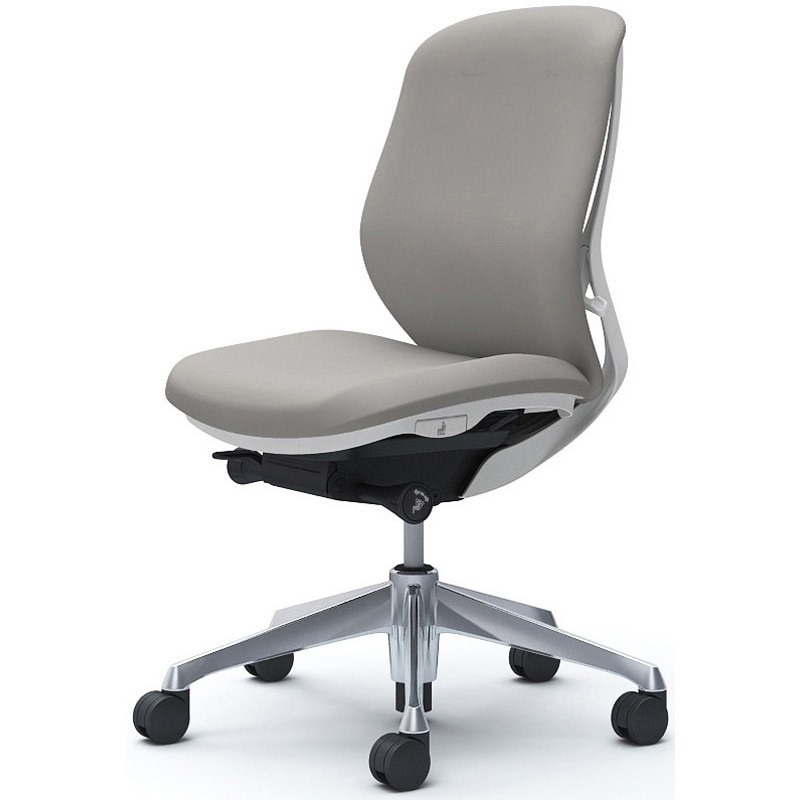 C633BW FSG3 シルフィー 肘なし 背クッション ロー ホワイトボディ ハンガー無 ランバー無 アルミ脚 オカムラ(岡村製作所) ライトグレー色   C633BW FSG3