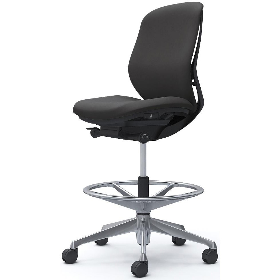 C633HR FXW0 シルフィー 肘なし 背クッション ロー ハイチェア ブラックボディ ハンガー無 ランバー無 アルミ脚 1脚 オカムラ(岡村製作所) 【通販モノタロウ】