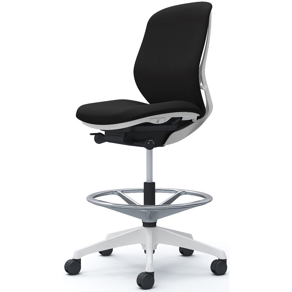 C633JW FSF1 シルフィー 肘なし 背クッション ロー ハイチェア ホワイトボディ ハンガー無 ランバー無 樹脂脚 1脚 オカムラ(岡村製作所) 【通販モノタロウ】