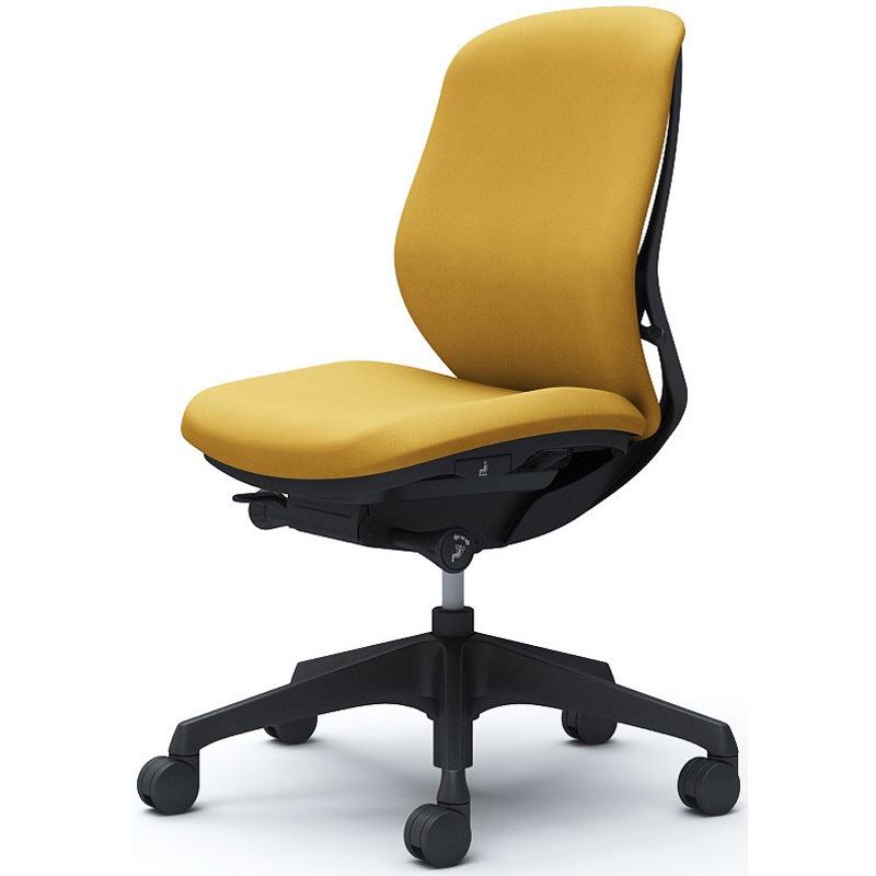 C633XR FXW7 シルフィー 肘なし 背クッション ロー ブラックボディ ハンガー無 ランバー無 樹脂脚 オカムラ(岡村製作所) イエロー色   C633XR FXW7