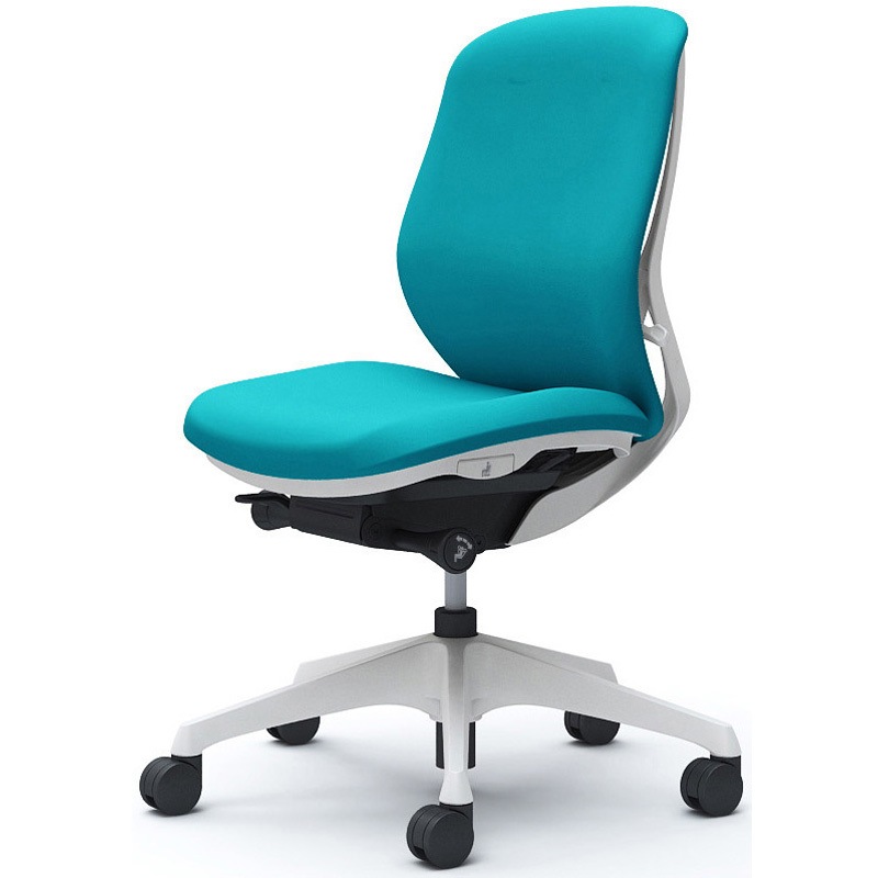 C633XW FSG6 シルフィー 肘なし 背クッション ロー ホワイトボディ ハンガー無 ランバー無 樹脂脚 オカムラ(岡村製作所) ブルーグリーン色   C633XW FSG6