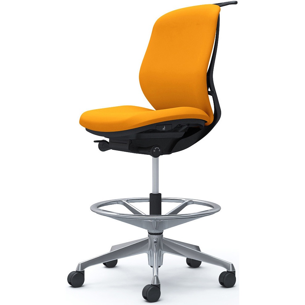 C634HR FSG8 シルフィー 肘なし 背クッション ロー ハイチェア ブラックボディ ハンガー付 ランバー無 アルミ脚 1脚 オカムラ(岡村製作所) 【通販モノタロウ】