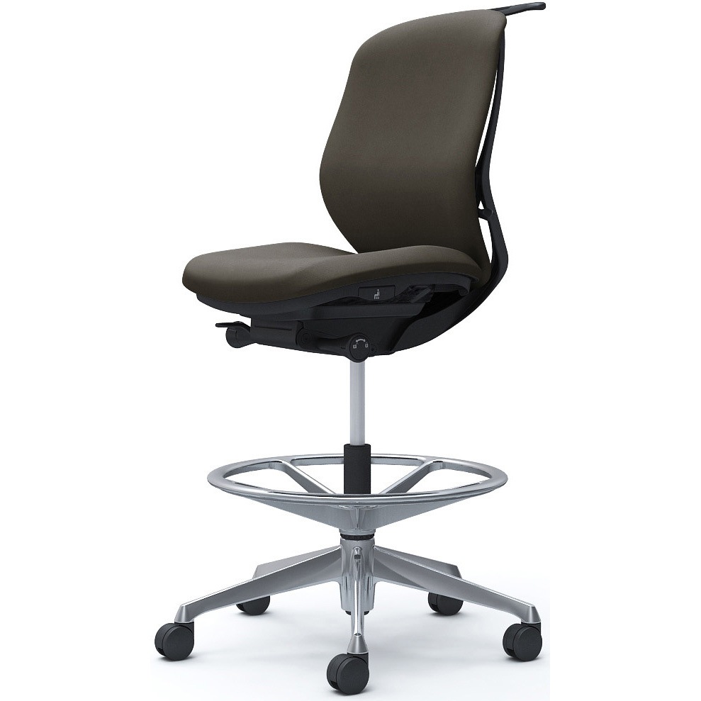 C634HR FXW3 シルフィー 肘なし 背クッション ロー ハイチェア ブラックボディ ハンガー付 ランバー無 アルミ脚 1脚 オカムラ(岡村製作所) 【通販モノタロウ】