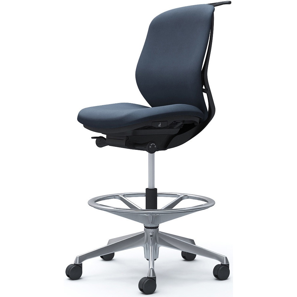 C634HR FXW4 シルフィー 肘なし 背クッション ロー ハイチェア ブラックボディ ハンガー付 ランバー無 アルミ脚 1脚 オカムラ(岡村製作所) 【通販モノタロウ】