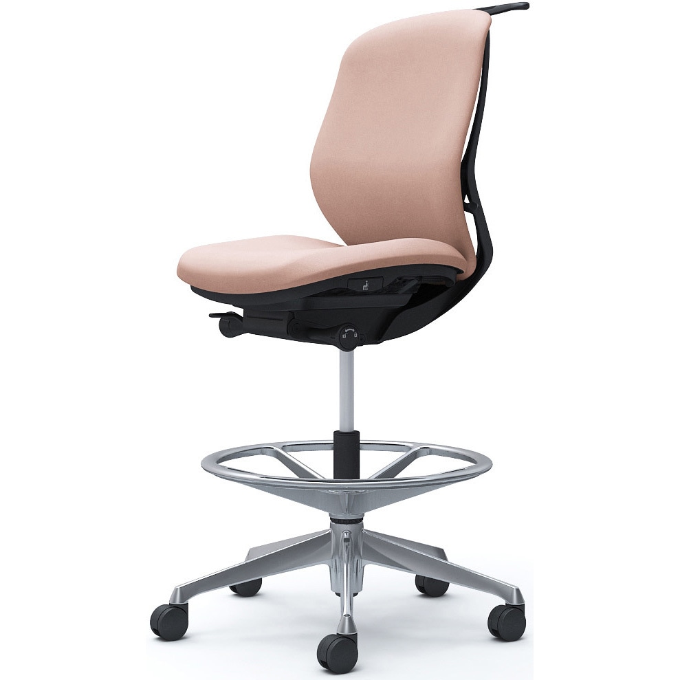 C634HR FXW8 シルフィー 肘なし 背クッション ロー ハイチェア ブラックボディ ハンガー付 ランバー無 アルミ脚 1脚 オカムラ(岡村製作所) 【通販モノタロウ】