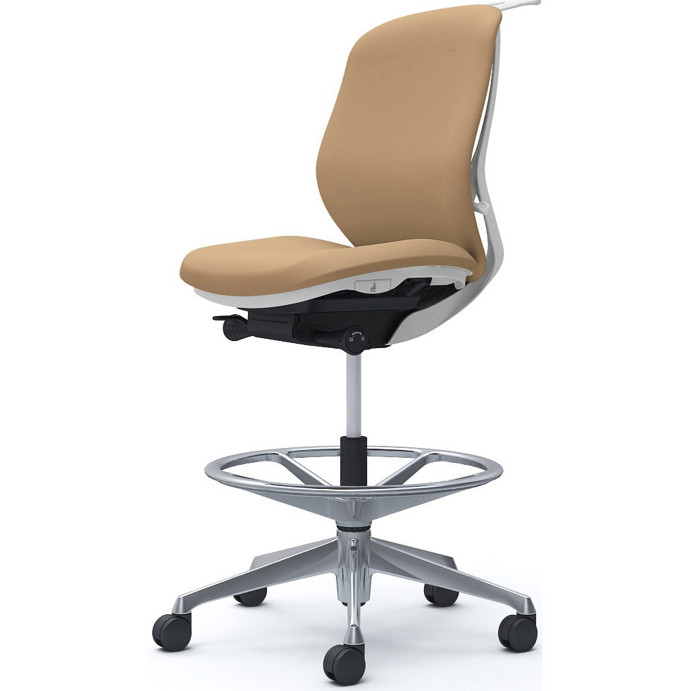 C634HW FSF7 シルフィー 肘なし 背クッション ロー ハイチェア ホワイトボディ ハンガー付 ランバー無 アルミ脚 1脚 オカムラ(岡村製作所) 【通販モノタロウ】