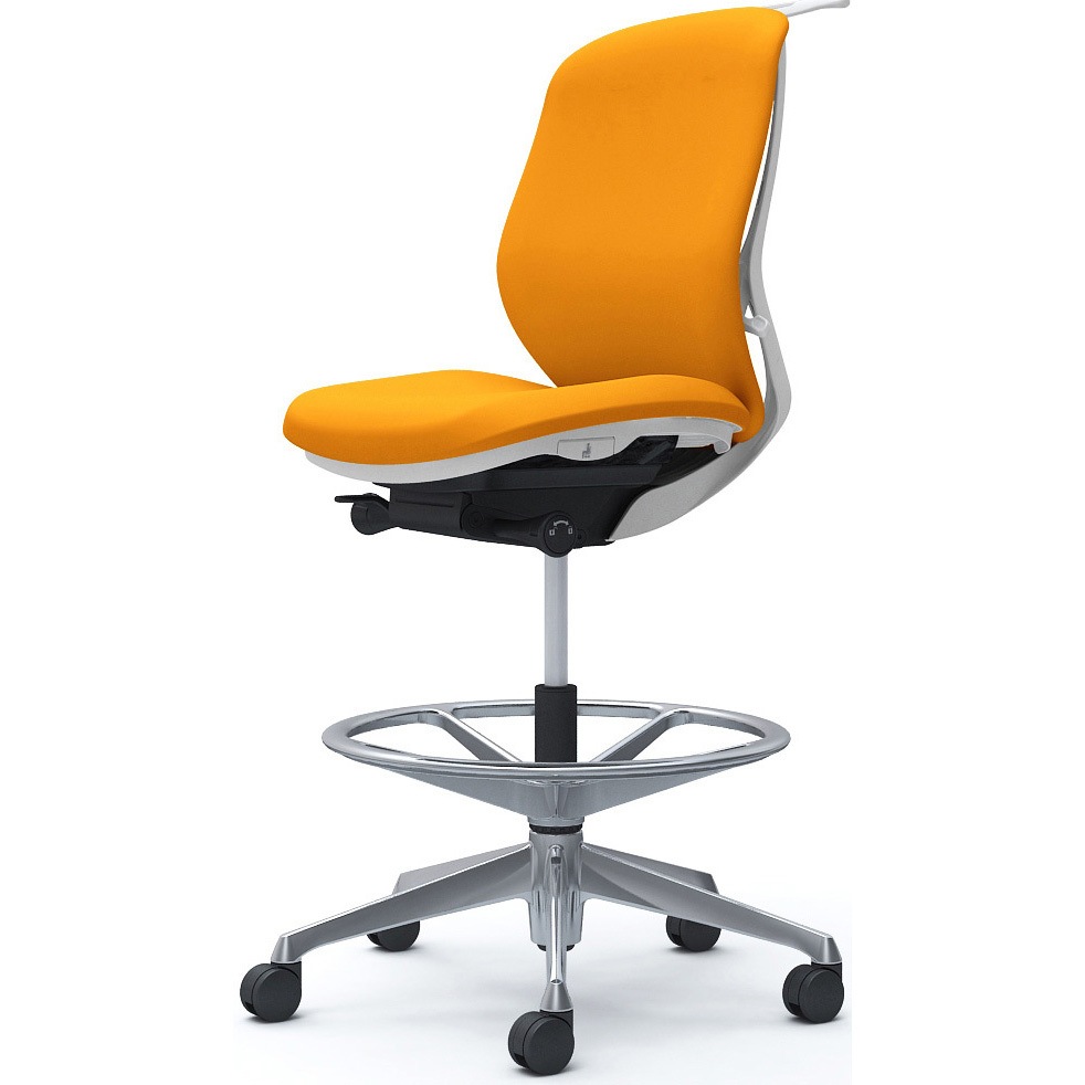 C634HW FSG8 シルフィー 肘なし 背クッション ロー ハイチェア ホワイトボディ ハンガー付 ランバー無 アルミ脚 1脚 オカムラ(岡村製作所) 【通販モノタロウ】