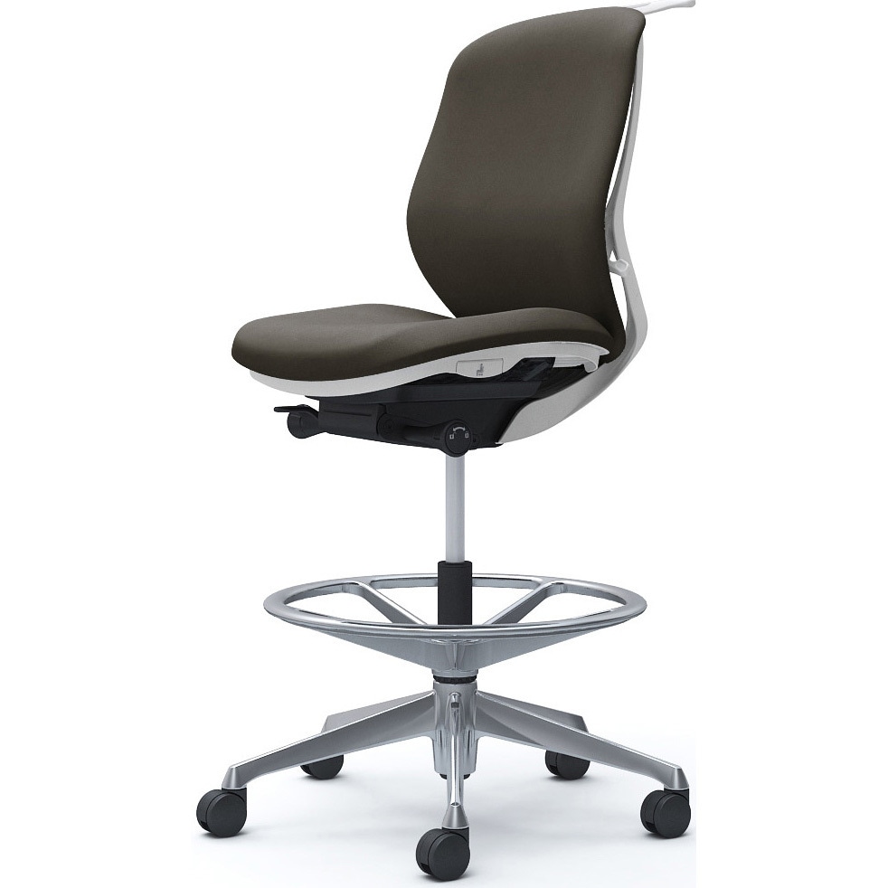 C634HW FXW3 シルフィー 肘なし 背クッション ロー ハイチェア ホワイトボディ ハンガー付 ランバー無 アルミ脚 1脚 オカムラ(岡村製作所) 【通販モノタロウ】