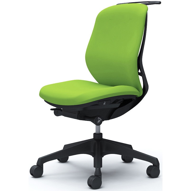 C634XR FSF5 シルフィー 肘なし 背クッション ロー ブラックボディ ハンガー有 ランバー無 樹脂脚 オカムラ(岡村製作所) ライムグリーン色   C634XR FSF5