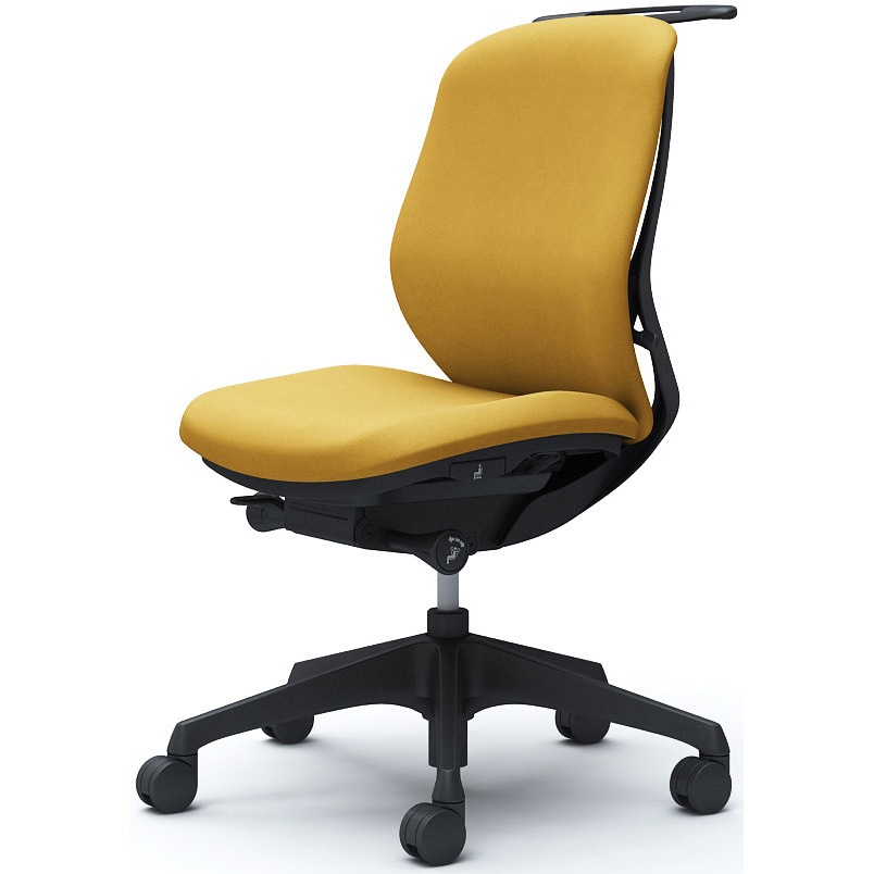 C634XR FXW7 シルフィー 肘なし 背クッション ロー ブラックボディ ハンガー有 ランバー無 樹脂脚 オカムラ(岡村製作所) イエロー色   C634XR FXW7