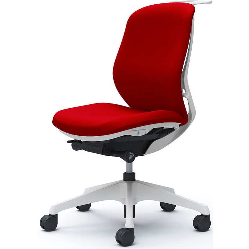 C634XW FSF9 シルフィー 肘なし 背クッション ロー ホワイトボディ ハンガー有 ランバー無 樹脂脚 オカムラ(岡村製作所) レッド色   C634XW FSF9