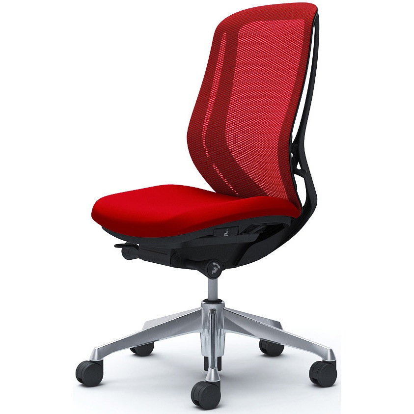 C635BR FMP9 シルフィー 肘なし 背メッシュ ハイ ブラックボディ ハンガー無 ランバー無 アルミ脚 オカムラ(岡村製作所) レッド色   C635BR FMP9