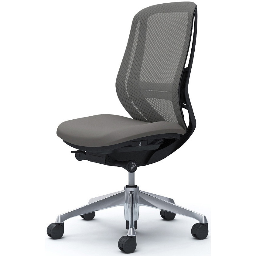 C635BS FMR2 シルフィー 肘なし 背メッシュ ハイ ブラックボディ ハンガー無 ランバー有 アルミ脚 オカムラ(岡村製作所) ミディアムグレー色   C635BS FMR2