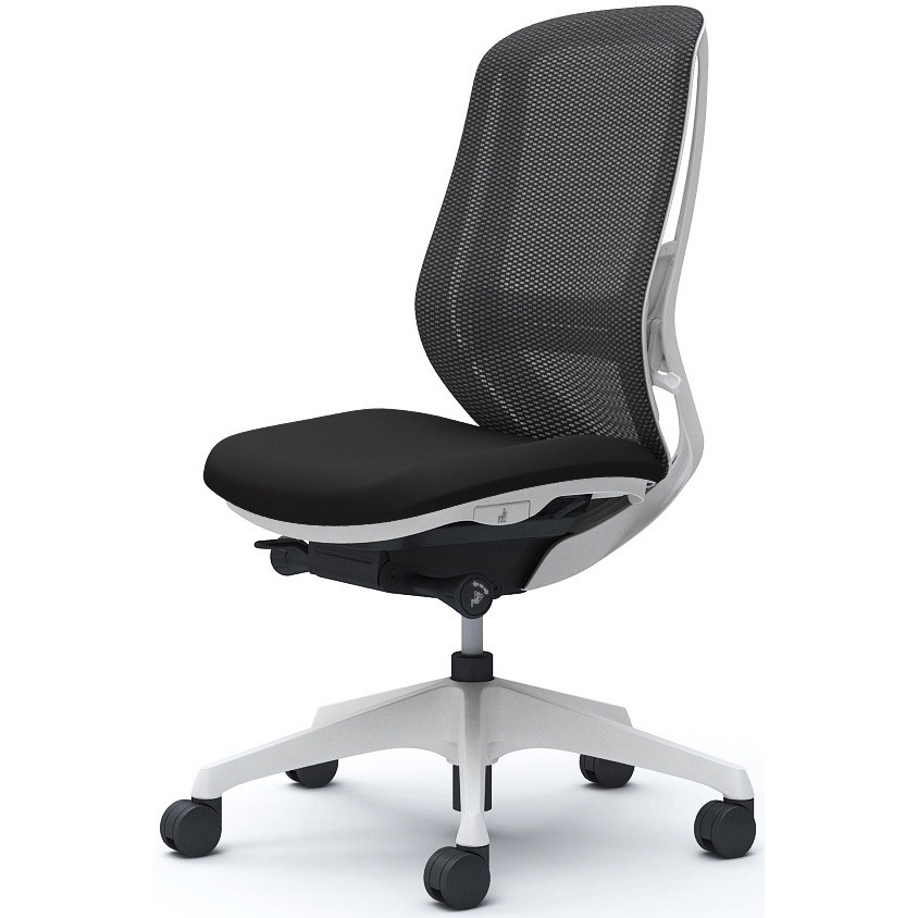 C635XZ FMP1 シルフィー 肘なし 背メッシュ ハイ ホワイトボディ ハンガー無 ランバー有 樹脂脚 オカムラ(岡村製作所) ブラック色   C635XZ FMP1