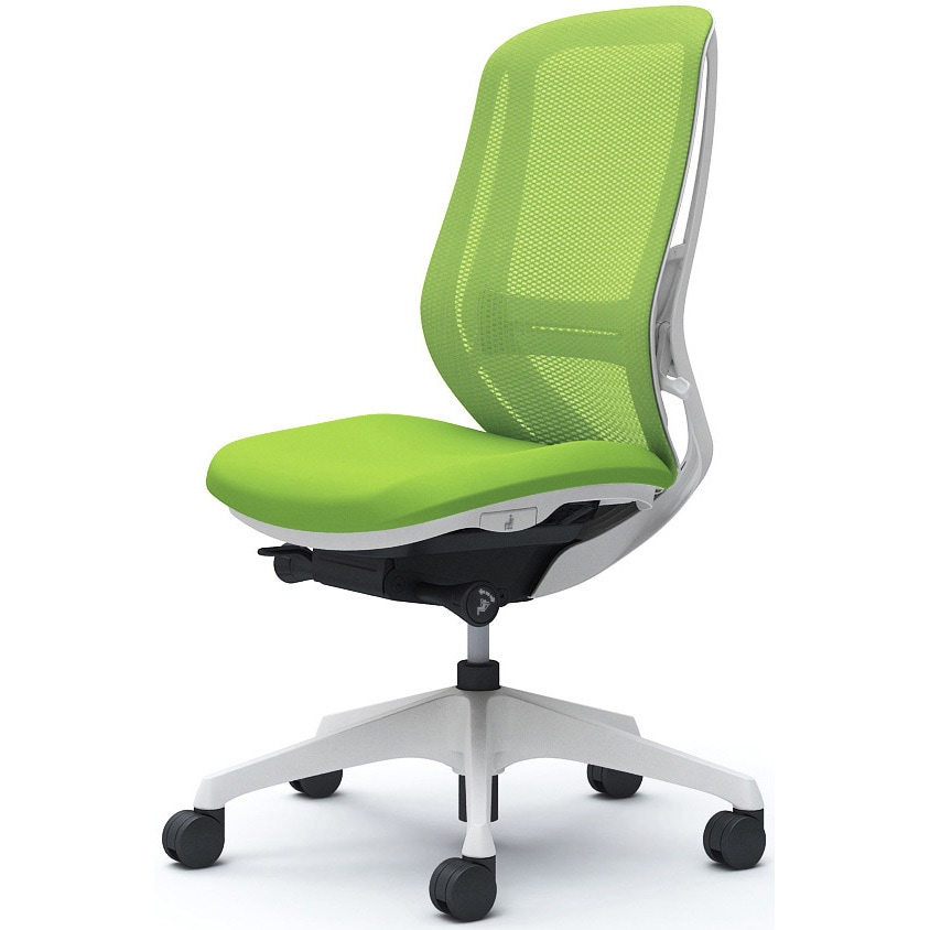 C635XZ FMP5 シルフィー 肘なし 背メッシュ ハイ ホワイトボディ ハンガー無 ランバー有 樹脂脚 オカムラ(岡村製作所) ライムグリーン色   C635XZ FMP5 52,188円