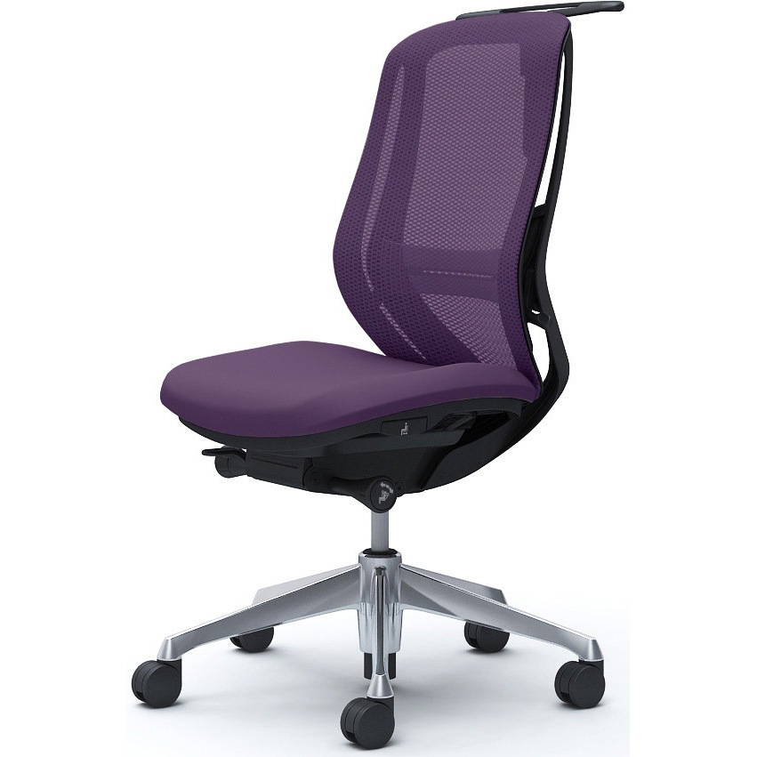 C636BS FMP0 シルフィー 肘なし 背メッシュ ハイ ブラックボディ ハンガー有 ランバー有 アルミ脚 オカムラ(岡村製作所) パープル色   C636BS FMP0
