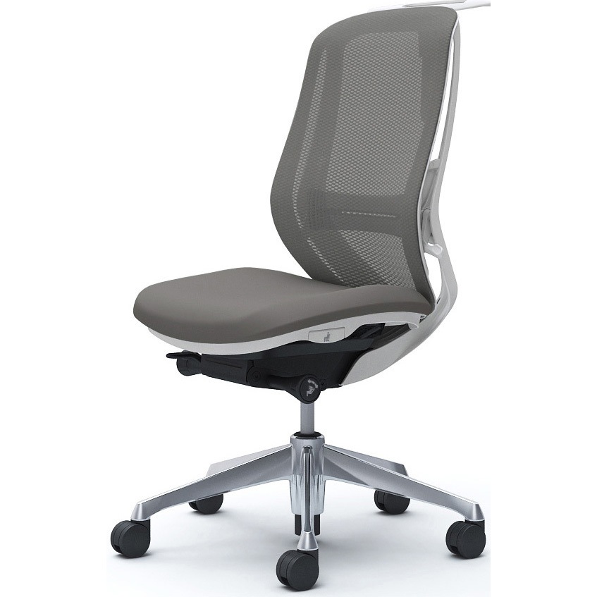 C636BZ FMR2 シルフィー 肘なし 背メッシュ ハイ ホワイトボディ ハンガー有 ランバー有 アルミ脚 オカムラ(岡村製作所) ミディアムグレー色   C636BZ FMR2