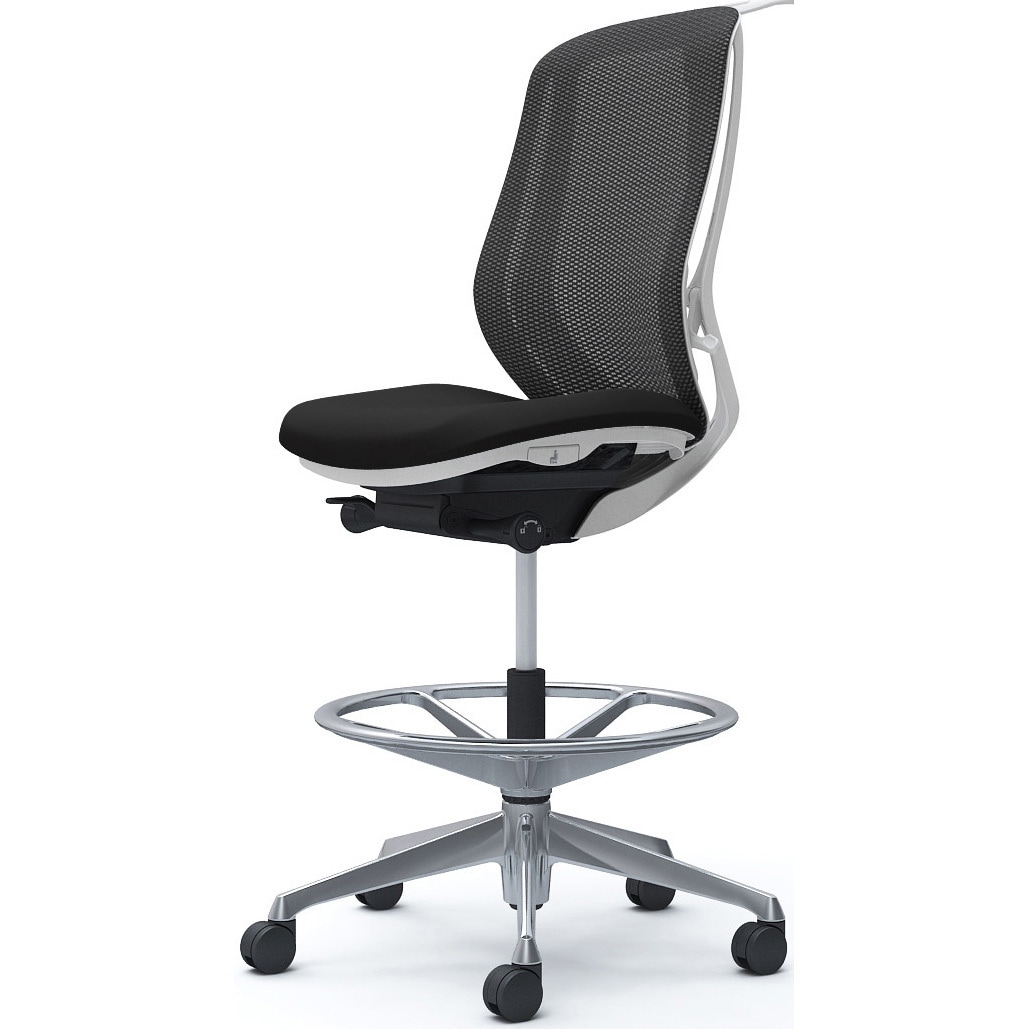 C636HW FMP1 シルフィー 肘なし 背メッシュ ハイ ハイチェア ホワイトボディ ハンガー付 ランバー無 アルミ脚 1脚 オカムラ(岡村製作所) 【通販モノタロウ】