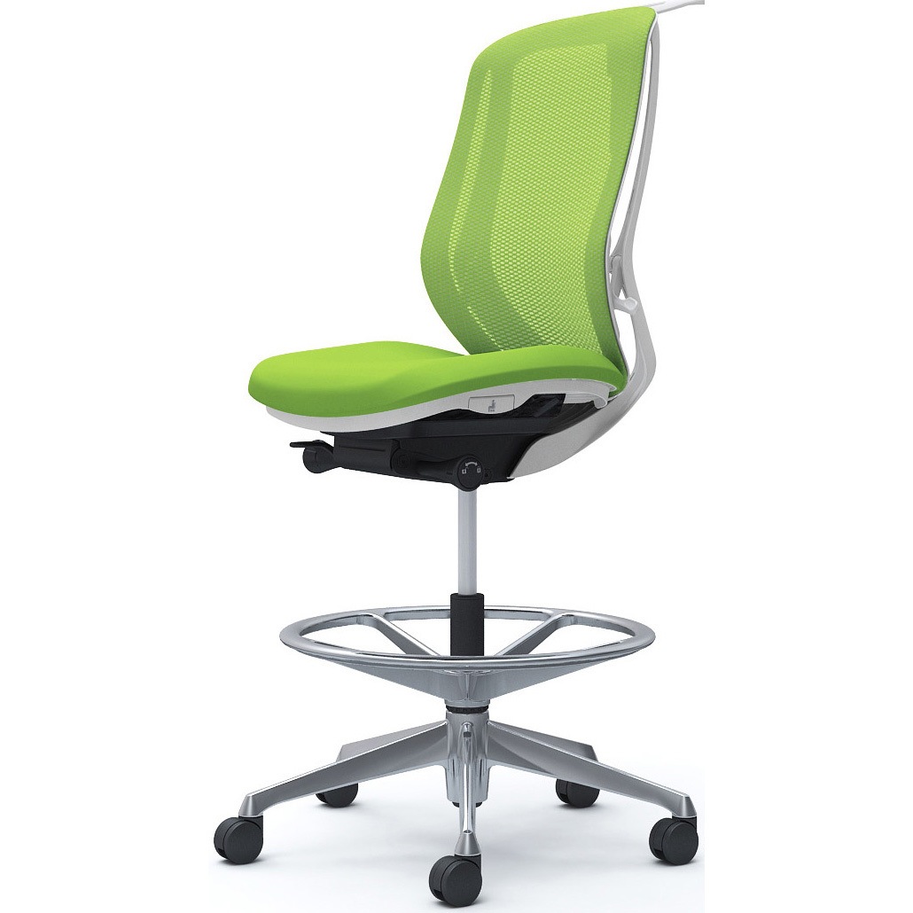 C636HW FMP5 シルフィー 肘なし 背メッシュ ハイ ハイチェア ホワイトボディ ハンガー付 ランバー無 アルミ脚 1脚 オカムラ(岡村製作所) 【通販モノタロウ】