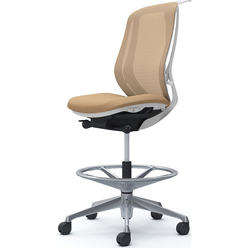 C636HW FMP7 シルフィー 肘なし 背メッシュ ハイ ハイチェア ホワイトボディ ハンガー付 ランバー無 アルミ脚 1脚 オカムラ(岡村製作所) 【通販モノタロウ】