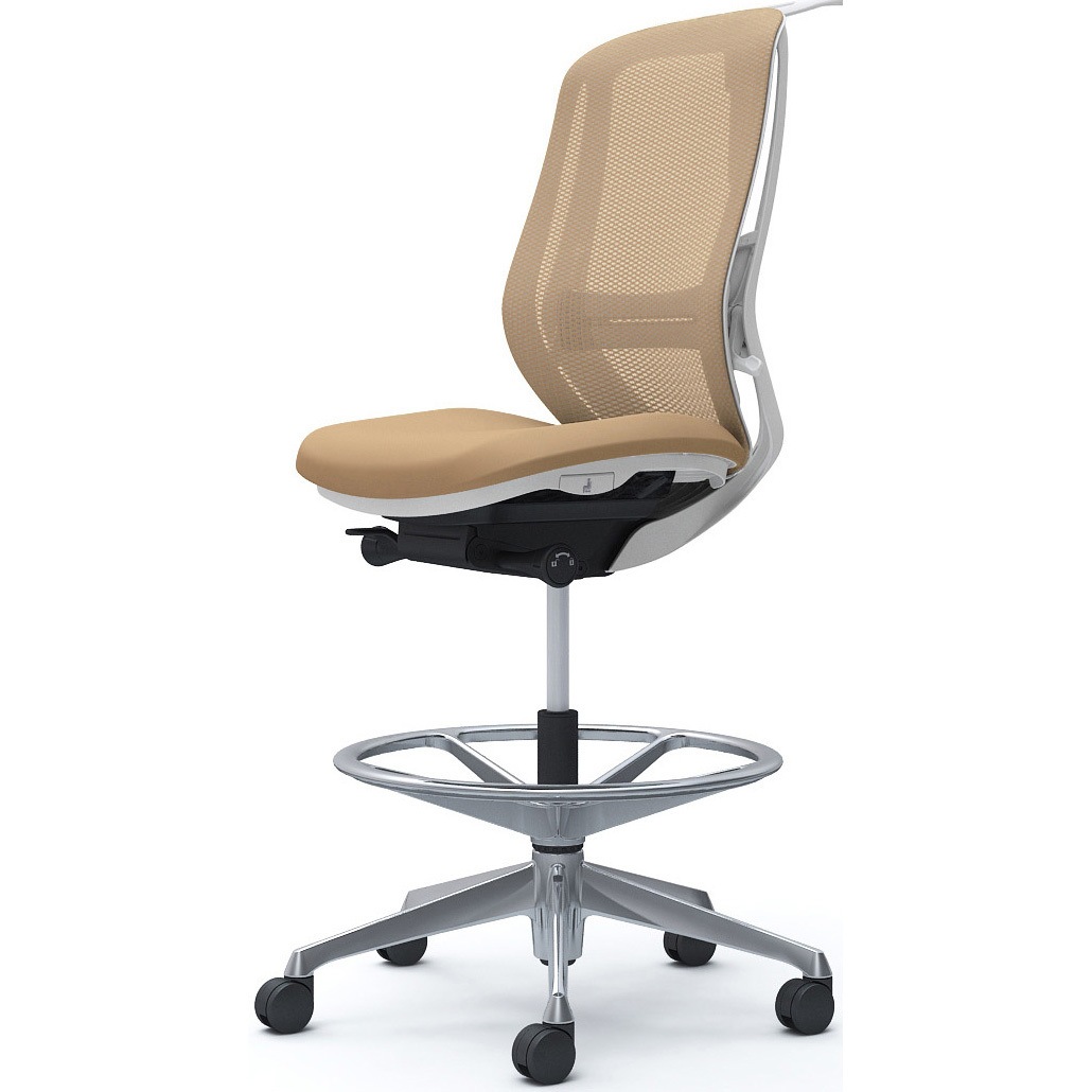 C636HZ FMP7 シルフィー 肘なし 背メッシュ ハイ ハイチェア ホワイトボディ ハンガー付 ランバー付 アルミ脚 1脚 オカムラ(岡村製作所) 【通販モノタロウ】