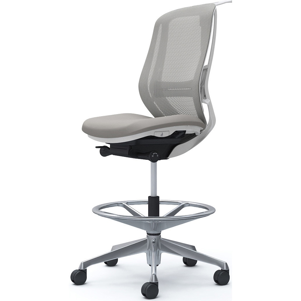 C636HZ FMR3 シルフィー 肘なし 背メッシュ ハイ ハイチェア ホワイトボディ ハンガー付 ランバー付 アルミ脚 1脚 オカムラ(岡村製作所) 【通販モノタロウ】