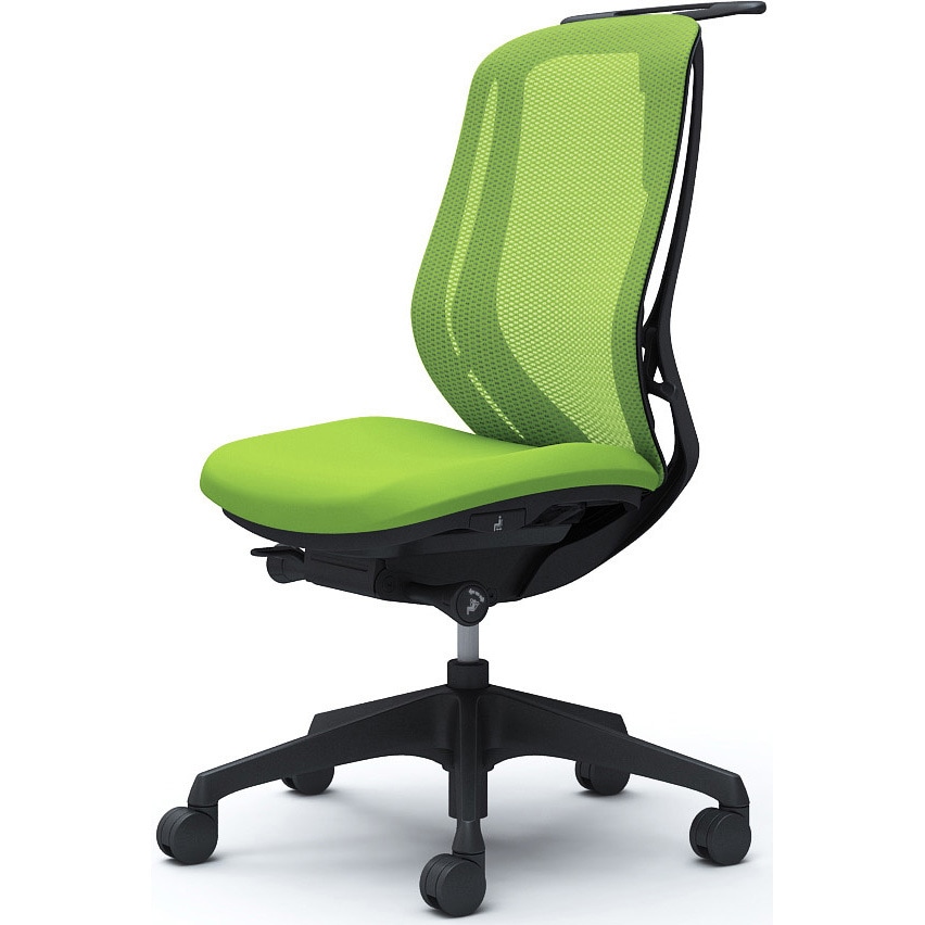 C636XR FMP5 シルフィー 肘なし 背メッシュ ハイ ブラックボディ ハンガー有 ランバー無 樹脂脚 オカムラ(岡村製作所) ライムグリーン色   C636XR FMP5