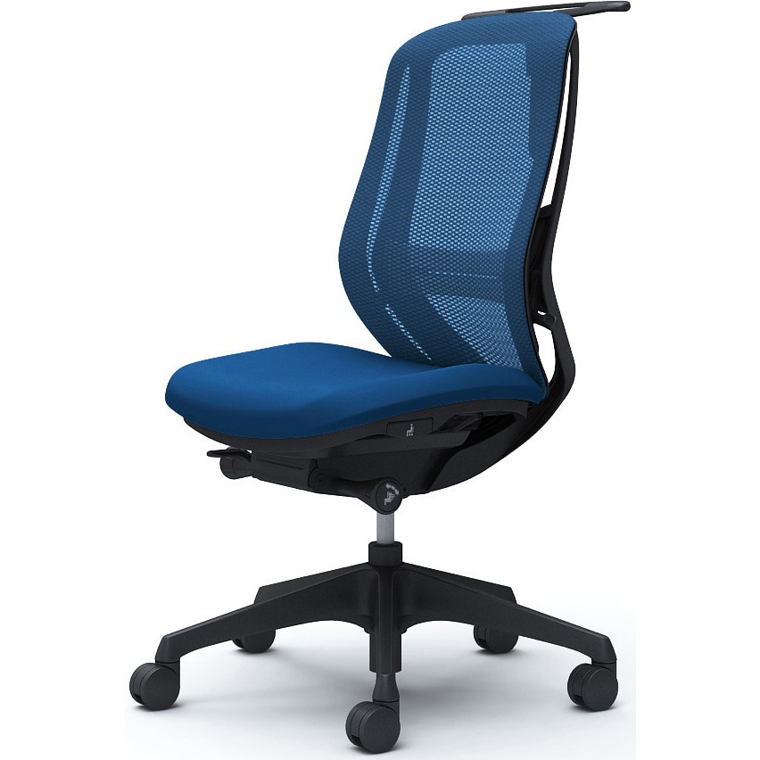 C636XS FMP3 シルフィー 肘なし 背メッシュ ハイ ブラックボディ ハンガー有 ランバー有 樹脂脚 オカムラ(岡村製作所) ミディアムブルー色   C636XS FMP3