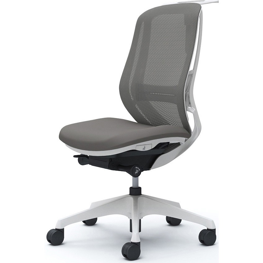 C636XZ FMR2 シルフィー 肘なし 背メッシュ ハイ ホワイトボディ ハンガー有 ランバー有 樹脂脚 オカムラ(岡村製作所) ミディアムグレー色   C636XZ FMR2