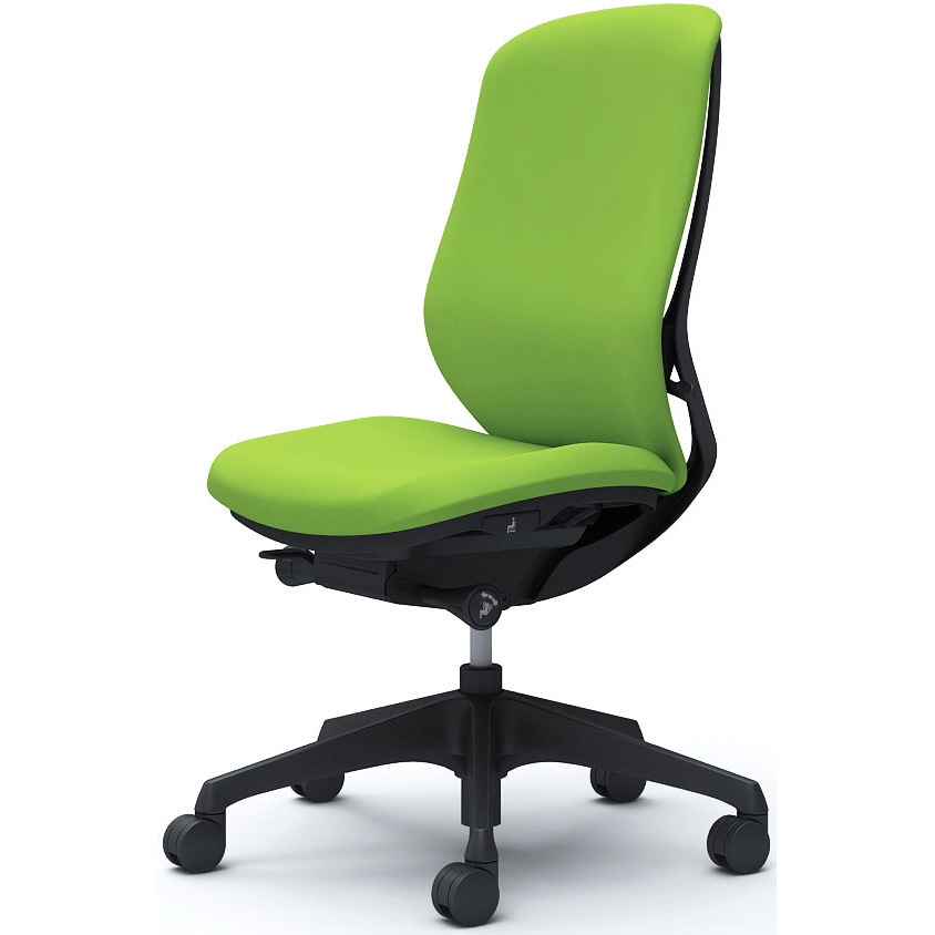 C637XR FSF5 シルフィー 肘なし 背クッション ハイ ブラックボディ ハンガー無 ランバー無 樹脂脚 オカムラ(岡村製作所) ライムグリーン色   C637XR FSF5